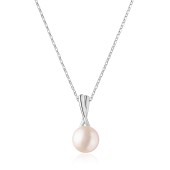 Colier perla naturala roz Peach Fuzz cu lantisor argint DiAmanti SK21362P_P_Necklace-G